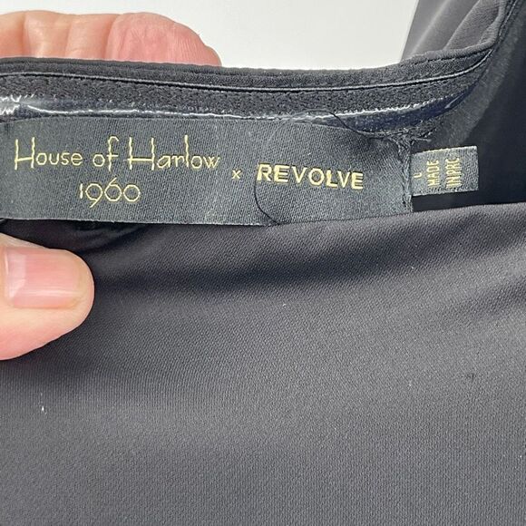 House of Harlow 1960 X Revolve Black Cut Out Opal Jumpsuit Size Large - Picture 7 of 12